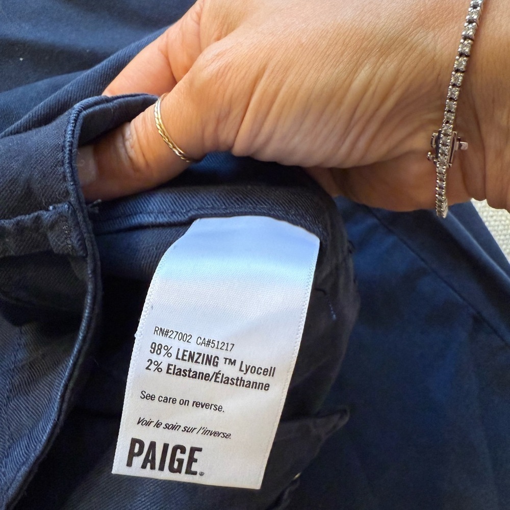 PAIGE women’s Drew Ankle Slim Straight Chino pants Navy size 29 - Picture 3 of 8